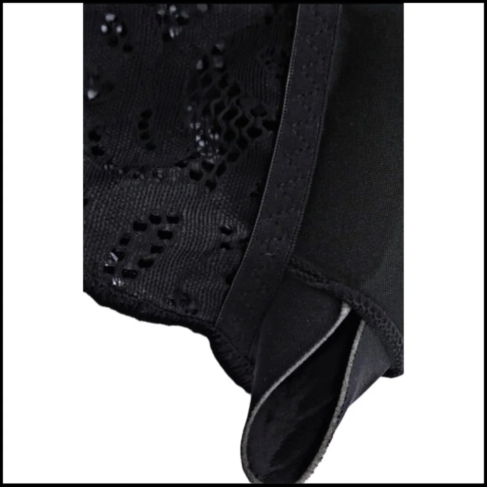 BLACK LACE FLORAL CROCHET SPAGHETTI-STRAP BRALETTE Size Small - Picture 10 of 13